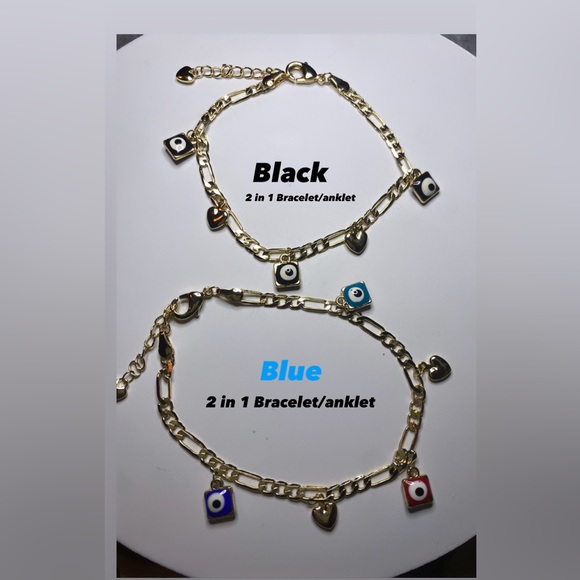 2 in 1 anklet/bracelet 2 options available black or Blue - Picture 1 of 6